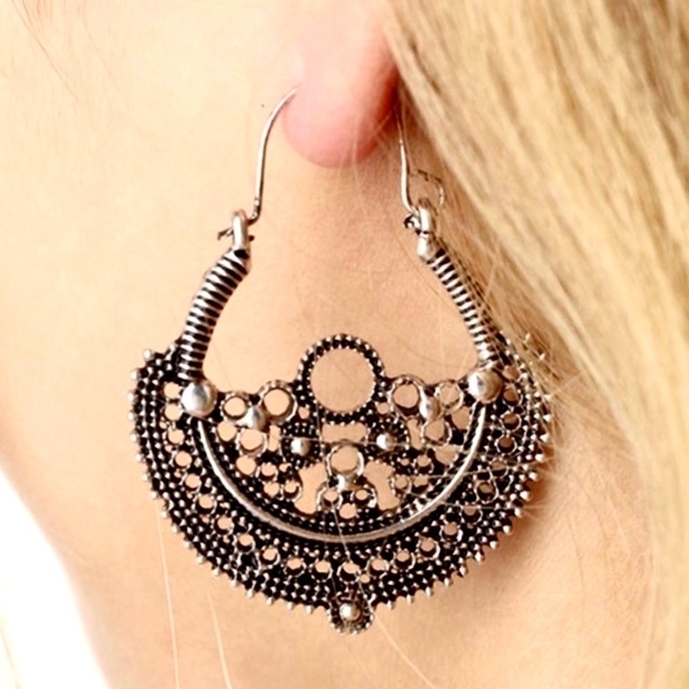Bohemian mandala antiqued earrings